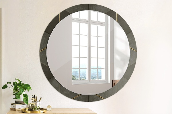 Round wall mirror decor Gray triangles