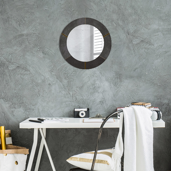Round wall mirror decor Gray triangles