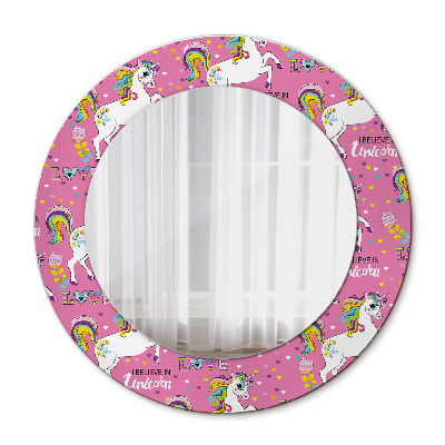 Round wall mirror decor Magic unicorn