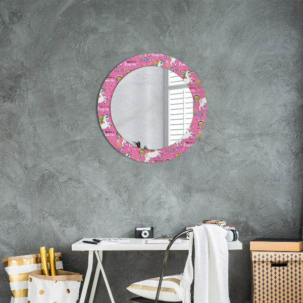 Round wall mirror decor Magic unicorn