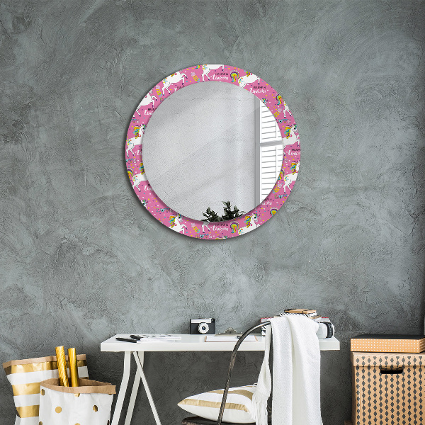 Round wall mirror decor Magic unicorn