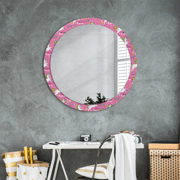 Round wall mirror decor Magic unicorn