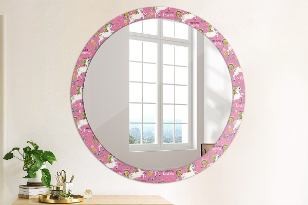 Round wall mirror decor Magic unicorn