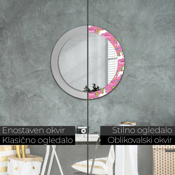 Round wall mirror decor Magic unicorn