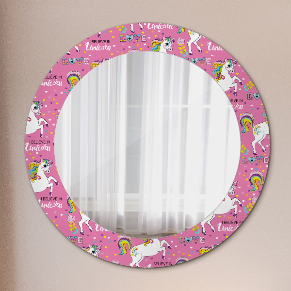 Round wall mirror decor Magic unicorn
