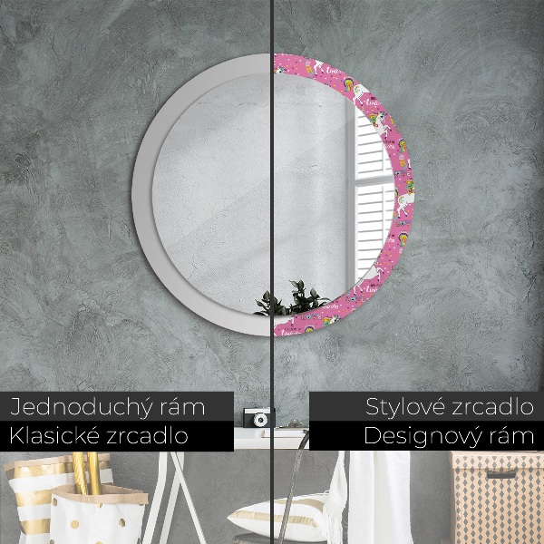 Round wall mirror decor Magic unicorn