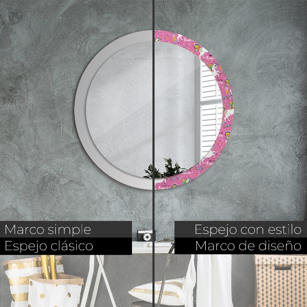 Round wall mirror decor Magic unicorn