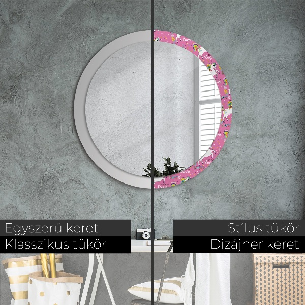 Round wall mirror decor Magic unicorn