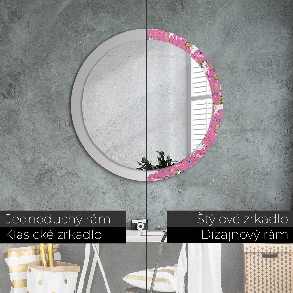 Round wall mirror decor Magic unicorn