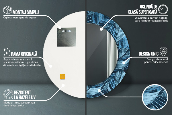 Round wall mirror decor Jungle leaves