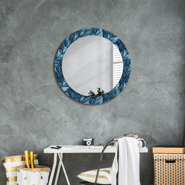 Round wall mirror decor Jungle leaves
