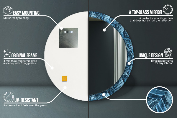 Round wall mirror decor Jungle leaves