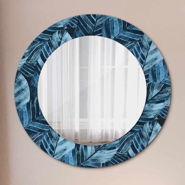 Round wall mirror decor Jungle leaves