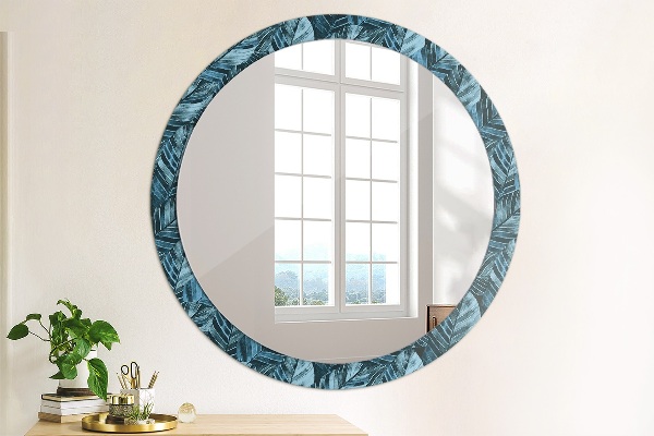 Round wall mirror decor Jungle leaves
