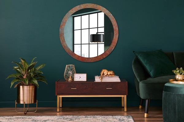 Round wall mirror decor Rusty metal