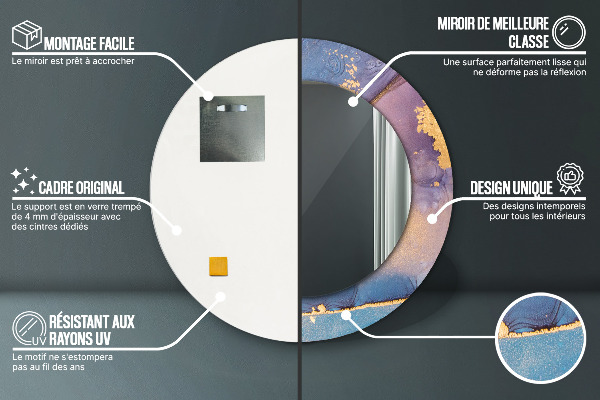 Round wall mirror decor Marble stone