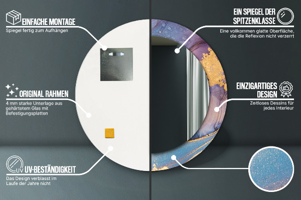 Round wall mirror decor Marble stone