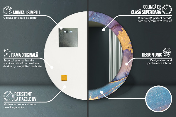 Round wall mirror decor Marble stone