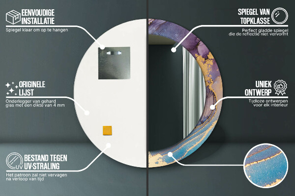 Round wall mirror decor Marble stone