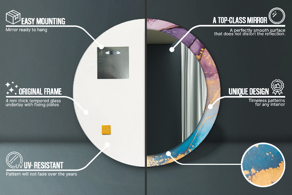 Round wall mirror decor Marble stone