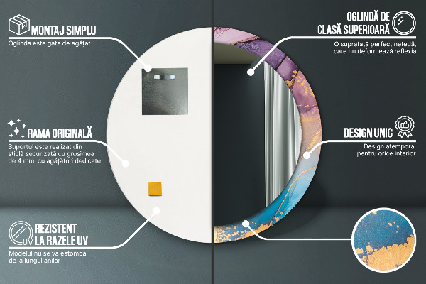 Round wall mirror decor Marble stone