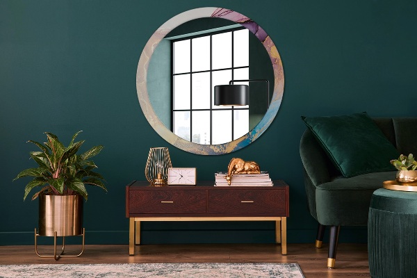 Round wall mirror decor Marble stone
