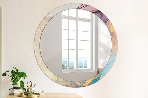 Round wall mirror decor Marble stone