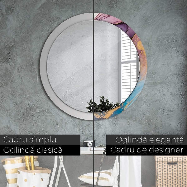 Round wall mirror decor Marble stone