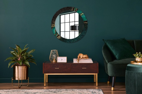 Round decorative mirror Marble green