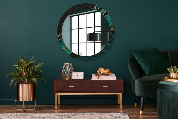 Round decorative mirror Marble green