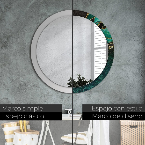 Round decorative mirror Marble green