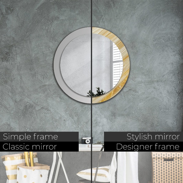 Round mirror frame with print Golden abstract