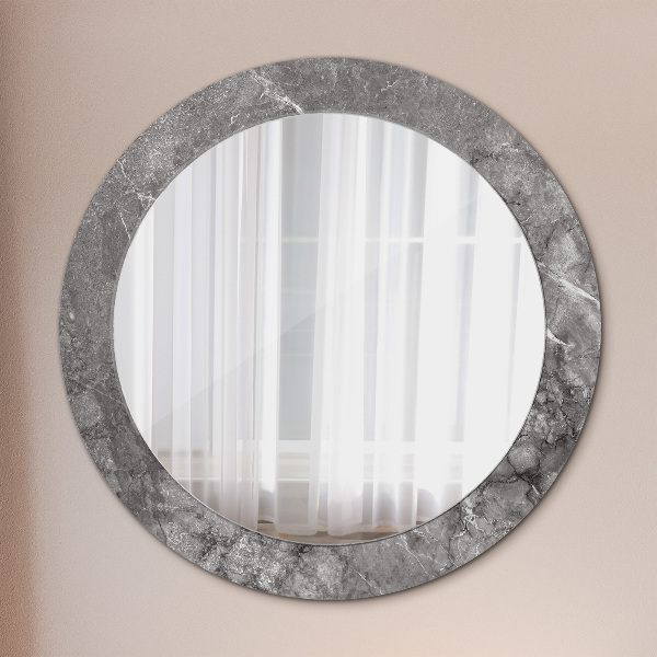 Round mirror frame with print Rustic marble