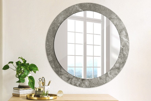 Round mirror frame with print Rustic marble