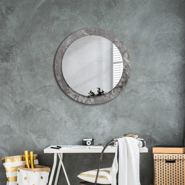 Round mirror frame with print Rustic marble