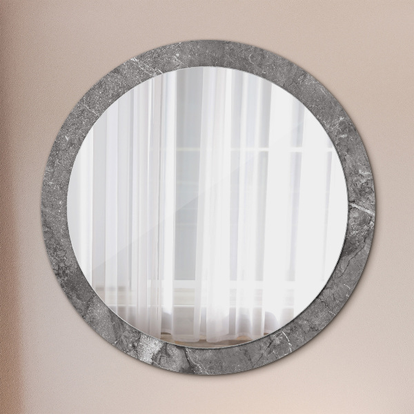 Round mirror frame with print Rustic marble