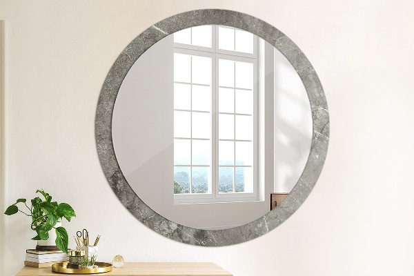 Round mirror frame with print Rustic marble
