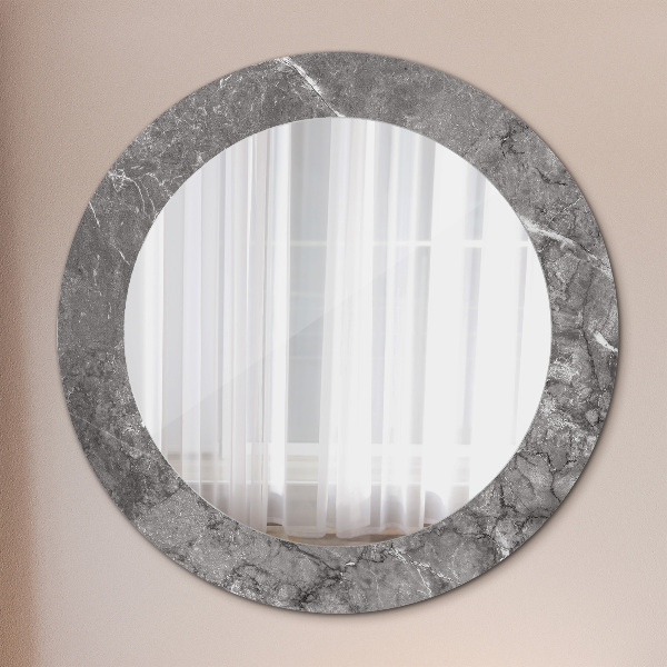 Round mirror frame with print Rustic marble