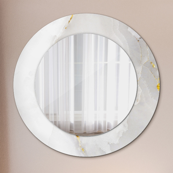 Round mirror frame with print Shiny marble