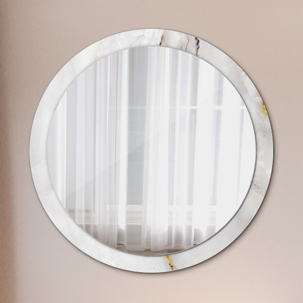 Round mirror frame with print Shiny marble