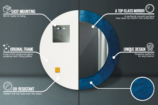 Round mirror frame with print Abstract art
