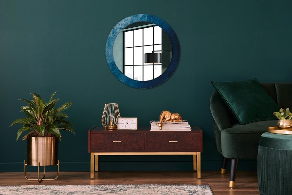 Round mirror frame with print Abstract art