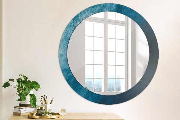 Round mirror frame with print Abstract art