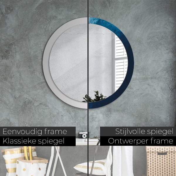 Round mirror frame with print Abstract art