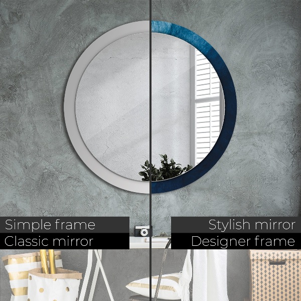 Round mirror frame with print Abstract art
