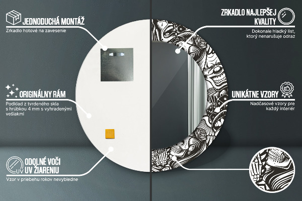 Round printed mirror Abstract fluid