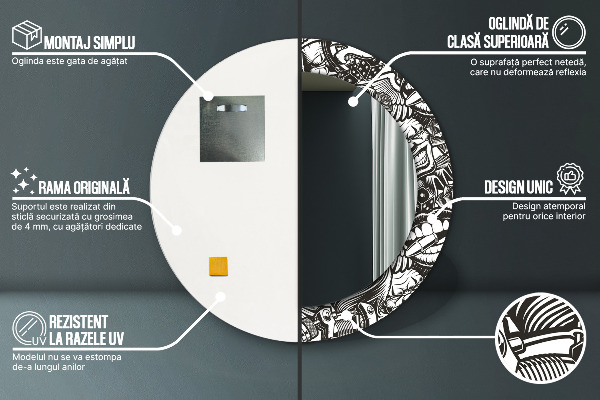 Round printed mirror Abstract fluid