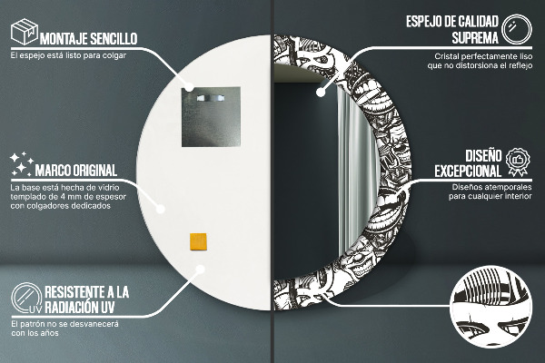 Round printed mirror Abstract fluid