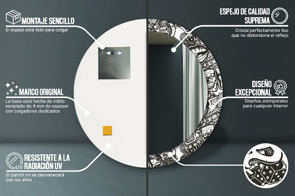 Round printed mirror Abstract fluid