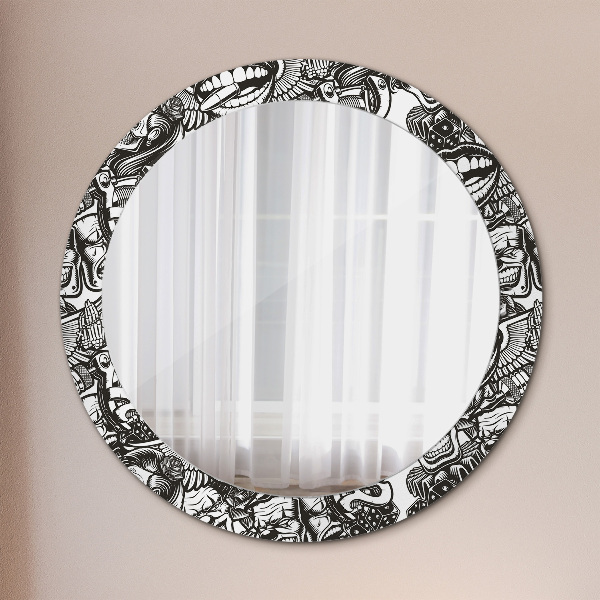 Round printed mirror Abstract fluid